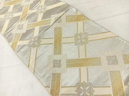 平和屋着物◎六通柄袋帯　唐織　天井花文　金銀糸　正絹　逸品　AABC8892uk