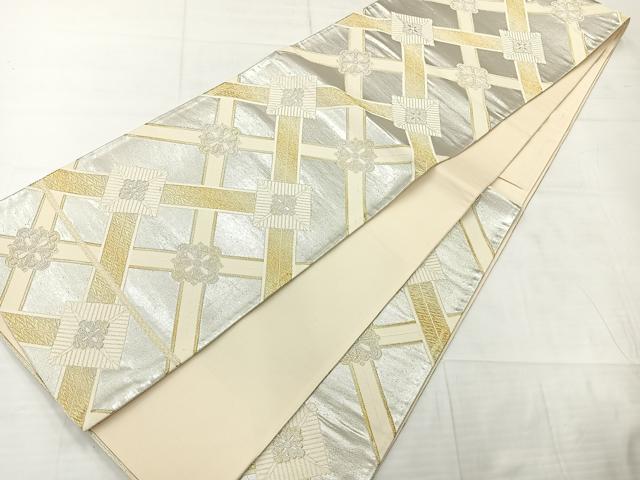 平和屋着物◎六通柄袋帯 唐織 天井花文 金銀糸 正絹 逸品