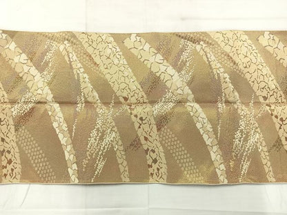 平和屋着物◎八寸名古屋帯　抽象文様　金糸　正絹　逸品　AABC8896uk