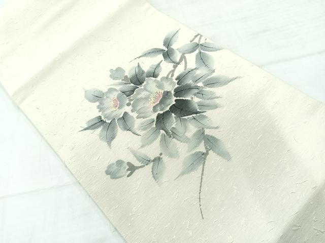 平和屋着物◎九寸開き名古屋帯 髭紬地 作家物 手描き 枝