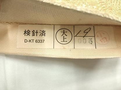 平和屋着物◎六通柄袋帯　エ霞飛鶴花文　金糸　正絹　逸品　AABC8898uk