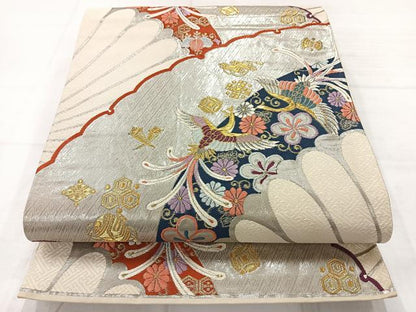 平和屋着物◎六通柄袋帯　唐織　宝尽くし花鳥文　金銀糸　正絹　逸品　AABC8915uk