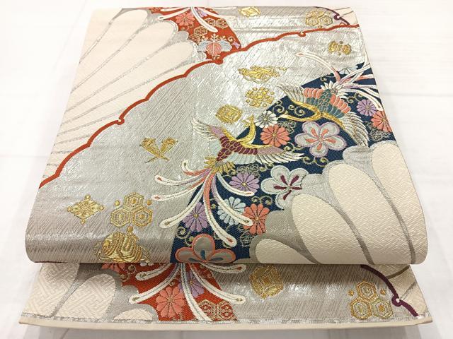 平和屋着物◎六通柄袋帯　唐織　宝尽くし花鳥文　金銀糸　正絹　逸品　AABC8915uk