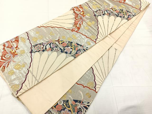 平和屋着物◎六通柄袋帯　唐織　宝尽くし花鳥文　金銀糸　正絹　逸品　AABC8915uk