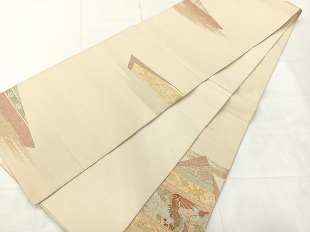 平和屋着物◎綴れ　太鼓柄袋帯　鳳凰花文　金銀糸　正絹　逸品　AABC8916uk