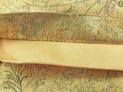 平和屋着物◎六通柄袋帯　唐織　秋草扇面小袖紋　金糸　正絹　逸品　AABC8918uk