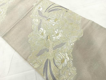 平和屋着物◎六通柄袋帯　唐織　花鳥文　金銀糸　正絹　逸品　AABC8923uk