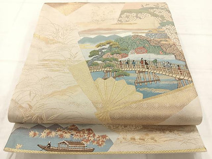 平和屋着物◎六通柄袋帯　唐織　嵐山春秋　巧芸箔　正絹　逸品　AABC8944uk
