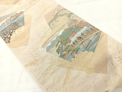 平和屋着物◎六通柄袋帯　唐織　嵐山春秋　巧芸箔　正絹　逸品　AABC8944uk