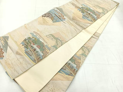 平和屋着物◎六通柄袋帯　唐織　嵐山春秋　巧芸箔　正絹　逸品　AABC8944uk