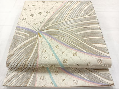 平和屋着物◎六通柄袋帯　唐織　花蝶文　金銀糸　正絹　逸品　AABC8947uk