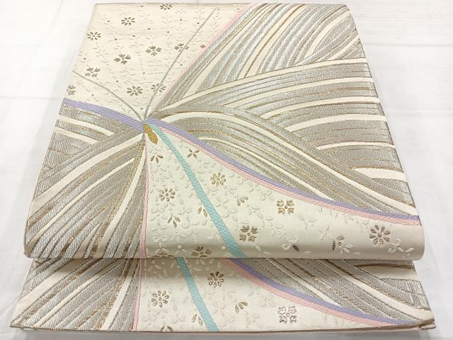 平和屋着物◎六通柄袋帯　唐織　花蝶文　金銀糸　正絹　逸品　AABC8947uk