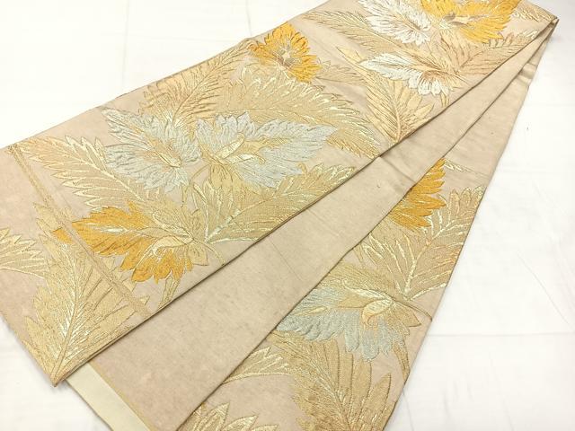 平和屋着物◎六通柄　京本袋帯　草花文　金銀糸　正絹　逸品　AABC8959uk