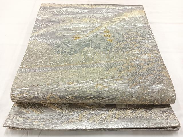 平和屋着物◎六通柄袋帯　唐織　京名勝　金銀糸　正絹　逸品　AABC8977uk