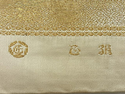 平和屋着物◎六通柄袋帯　風景文　金糸　正絹　逸品　AABC8978uk