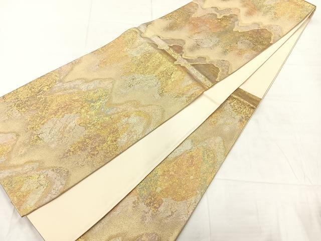 平和屋着物◎六通柄袋帯　抽象文様　引箔　正絹　逸品　AABC8987uk