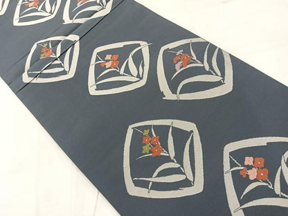 平和屋着物◎六通柄袋帯　草花文　正絹　逸品　AABC8994uk