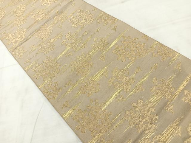 平和屋着物◎六通柄袋帯　霞花文　金糸　正絹　逸品　AABC9048uk