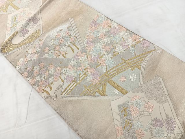 平和屋着物◎六通柄袋帯　唐織　渡橋花文　金銀糸　正絹　逸品　AABC9099uk
