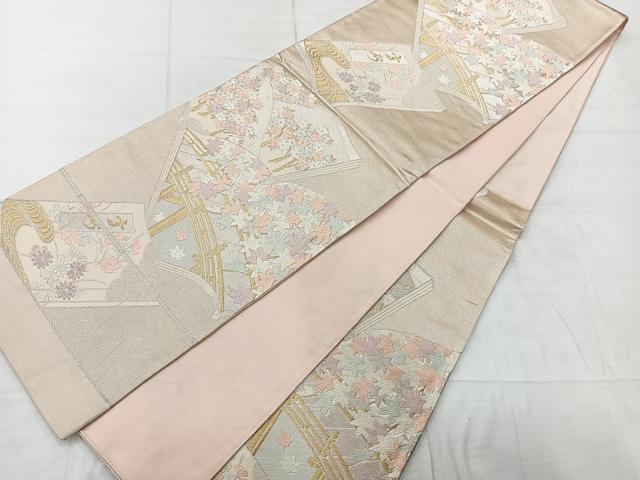 平和屋着物◎六通柄袋帯　唐織　渡橋花文　金銀糸　正絹　逸品　AABC9099uk