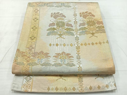 平和屋着物◎六通柄袋帯 更紗花文 金銀糸 正絹 逸品 AABC9106uk