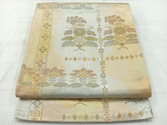 平和屋着物◎六通柄袋帯 更紗花文 金銀糸 正絹 逸品 AABC9106uk