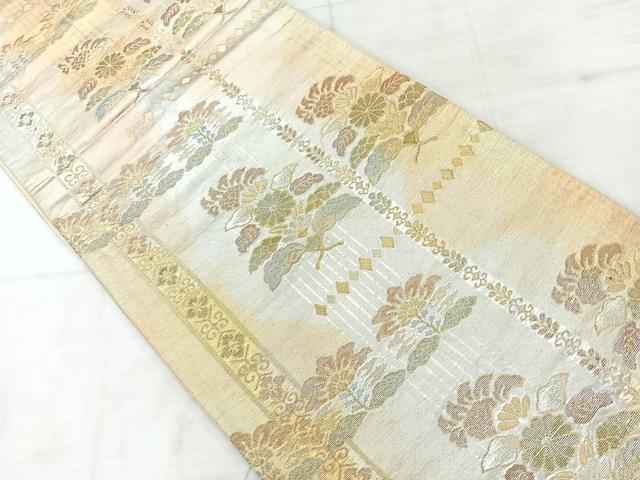 平和屋着物◎六通柄袋帯 更紗花文 金銀糸 正絹 逸品 AABC9106uk