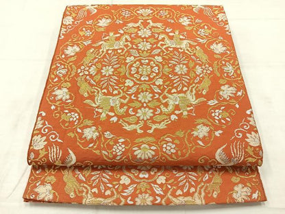 平和屋着物◎六通柄京袋帯　狩猟花鳥文　金銀糸　正絹　逸品　AABC9120uk