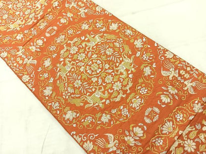 平和屋着物◎六通柄京袋帯　狩猟花鳥文　金銀糸　正絹　逸品　AABC9120uk