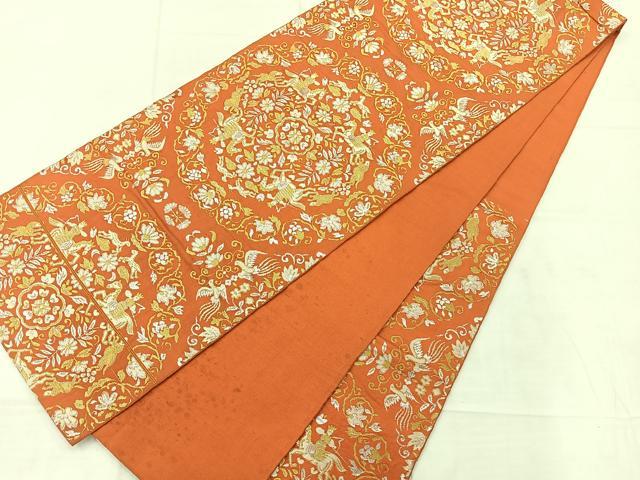 平和屋着物◎六通柄京袋帯　狩猟花鳥文　金銀糸　正絹　逸品　AABC9120uk