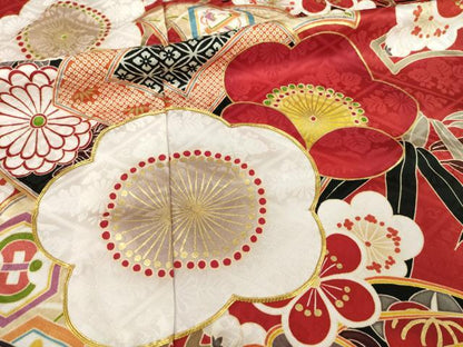 平和屋着物●豪華振袖 駒刺繍 松竹梅吉祥花文 金彩 仮絵羽 逸品 未使用 AABC9208ck