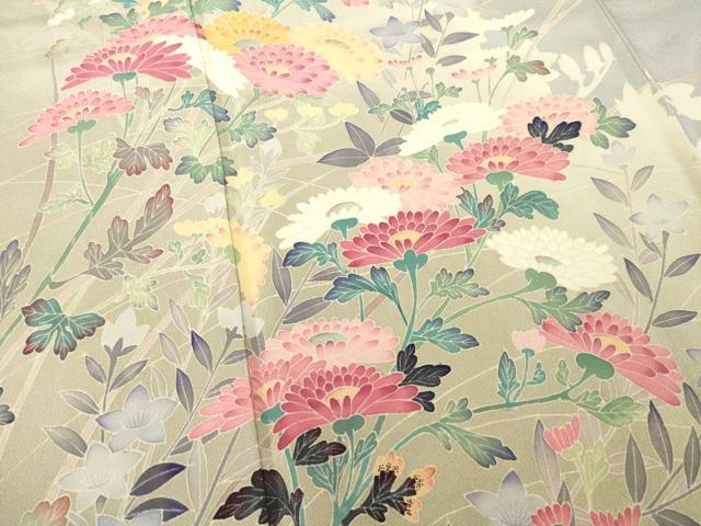 平和屋着物●本加賀友禅作家 白坂幸蔵 訪問着 草花文 正絹 逸品 AABC9220ck