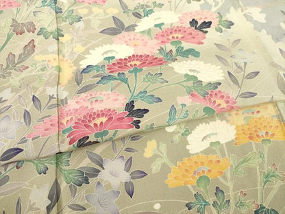 平和屋着物●本加賀友禅作家 白坂幸蔵 訪問着 草花文 正絹 逸品 AABC9220ck