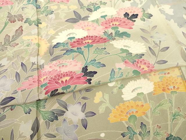 平和屋着物●本加賀友禅作家 白坂幸蔵 訪問着 草花文 正絹 逸品 AABC9220ck