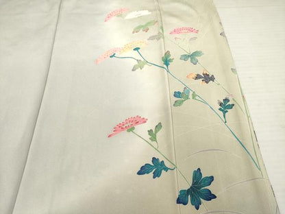 平和屋着物●本加賀友禅作家 白坂幸蔵 訪問着 草花文 正絹 逸品 AABC9220ck