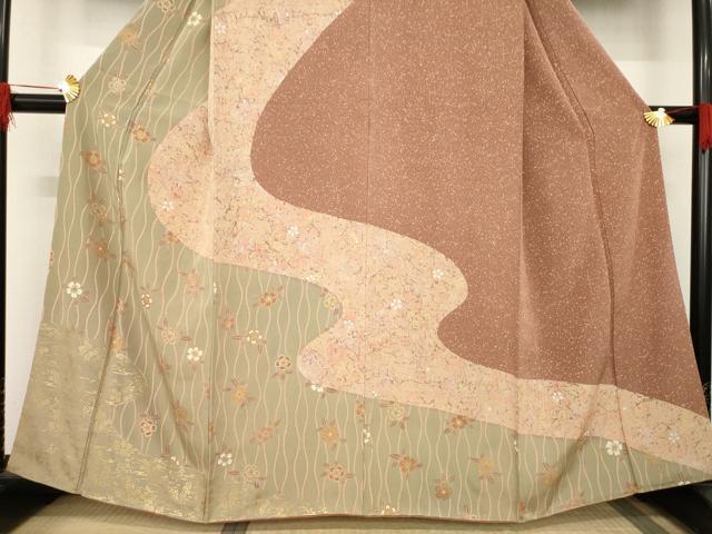 平和屋着物●訪問着　立涌花文　金彩　正絹　逸品　AABC9230ck
