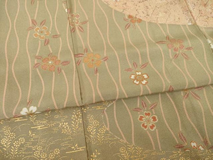 平和屋着物●訪問着　立涌花文　金彩　正絹　逸品　AABC9230ck