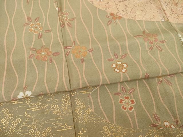 平和屋着物●訪問着　立涌花文　金彩　正絹　逸品　AABC9230ck