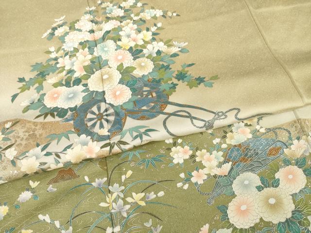 平和屋着物●訪問着　花車文　金彩　正絹　逸品　AABC9231ck