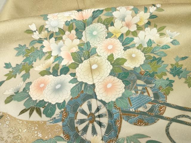 平和屋着物●訪問着　花車文　金彩　正絹　逸品　AABC9231ck
