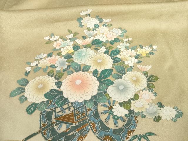 平和屋着物●訪問着　花車文　金彩　正絹　逸品　AABC9231ck