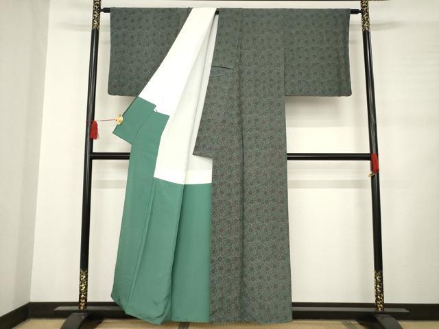 平和屋着物●重要無形文化財 人間国宝 中村勇二郎 江戸小紋 古代菊 正絹 逸品 AABC9233ck
