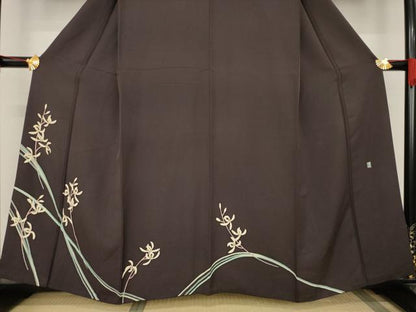 平和屋着物●本加賀友禅作家　茶谷孝志　訪問着　草花文　蘭の花　正絹　逸品　AABC9238ck