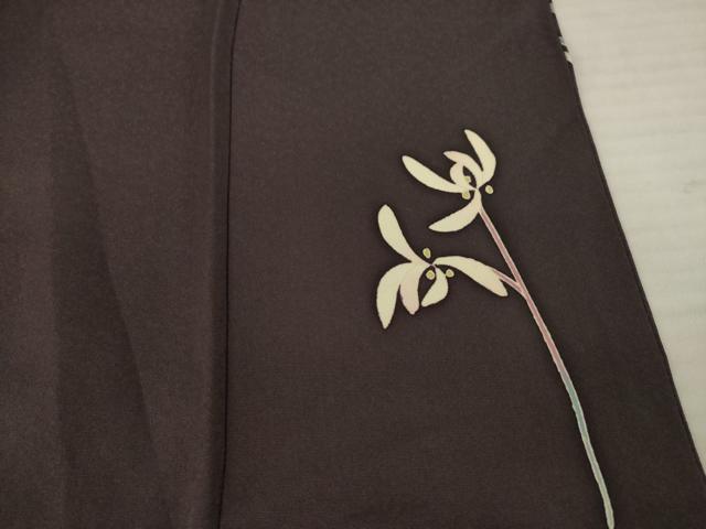 平和屋着物●本加賀友禅作家　茶谷孝志　訪問着　草花文　蘭の花　正絹　逸品　AABC9238ck