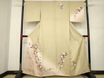 平和屋着物●訪問着 舞花文 正絹 逸品 AABC9248ck