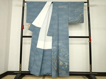 平和屋着物●訪問着 流水楓文 金彩 正絹 逸品 AABC9277ck