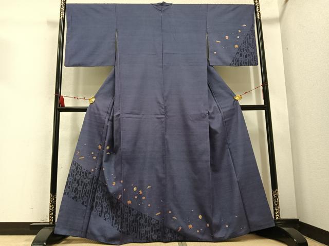 平和屋着物●訪問着 紬地 枝梅宝尽くし 金彩 正絹 逸品 AABC9286ph