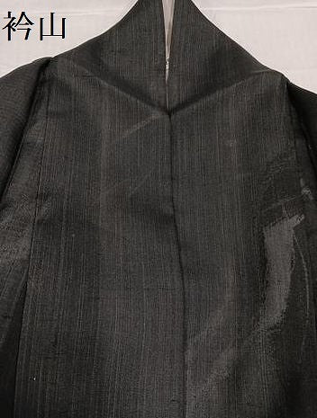 平和屋着物●上質な紬　流水文　黒地　正絹　逸品　AABC9293ph