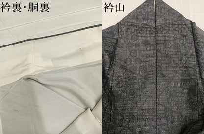 平和屋着物●結城紬　80亀甲　亀甲花文　正絹　逸品　AABC9297ph