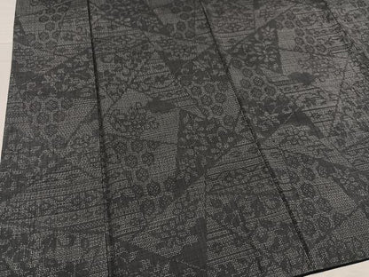 平和屋着物●結城紬　80亀甲　亀甲花文　正絹　逸品　AABC9297ph